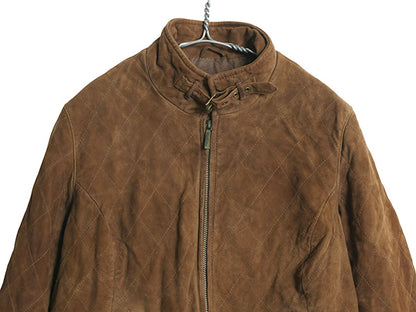 ブルックスブラザーズ 本革 スウェード レザー ジャケット レディース M 程/ 革ジャン 中綿 キルティング ブルゾン ハイネック ライダース