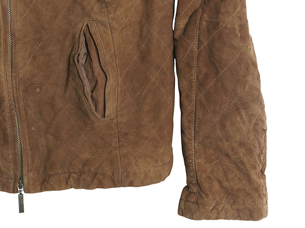 ブルックスブラザーズ 本革 スウェード レザー ジャケット レディース M 程/ 革ジャン 中綿 キルティング ブルゾン ハイネック ライダース