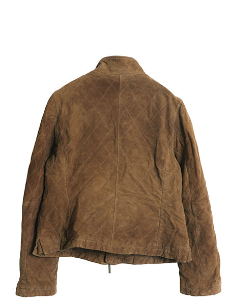 ブルックスブラザーズ 本革 スウェード レザー ジャケット レディース M 程/ 革ジャン 中綿 キルティング ブルゾン ハイネック ライダース