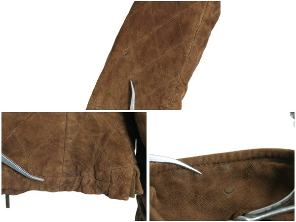 ブルックスブラザーズ 本革 スウェード レザー ジャケット レディース M 程/ 革ジャン 中綿 キルティング ブルゾン ハイネック ライダース