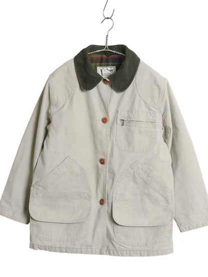 80s USA製 エルエルビーン ダック ハンティング ジャケット レディース S ヴィンテージ カバーオール ハーフコート チェック ライナー 付き