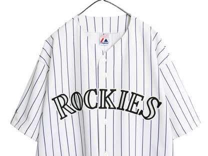 ロッキーズ ベースボール シャツ メンズ XXXL 程 MLB オフィシャル マジェスティック 大リーグ ユニフォーム ジャージ 重ね着 大きいサイズ