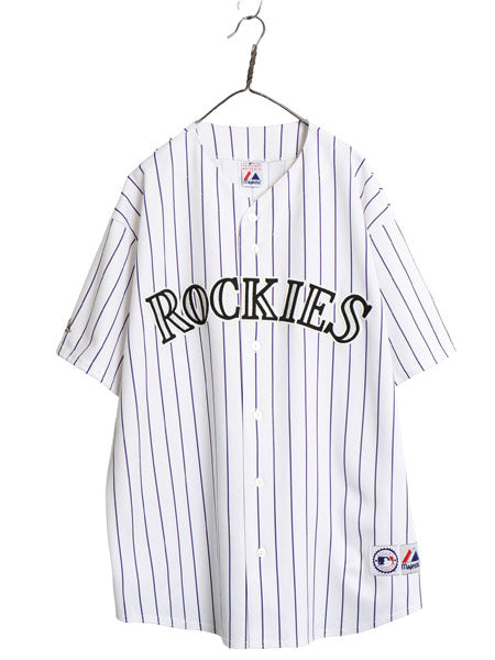ロッキーズ ベースボール シャツ メンズ XXXL 程 MLB オフィシャル マジェスティック 大リーグ ユニフォーム ジャージ 重ね着 大きいサイズ