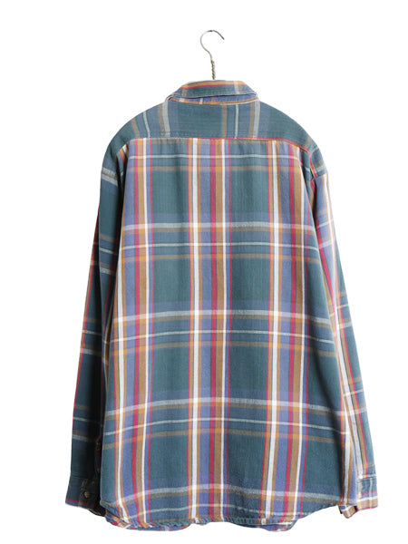 90s ファイブブラザー チェック 長袖 ヘビー フランネル シャツ メンズ XL オールド ネルシャツ ヘビーウェイト マルチカラー 大きいサイズ