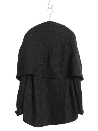 ラルフローレン ショールカラー ケーブル ニット カーディガン レディース M ブラックレーベル 100% カシミヤ ケープ きれいめ シンプル 灰