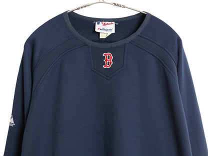 レッドソックス ジャージ プラクティス シャツ メンズ XL 程/ MLB オフィシャル マジェスティック ストレッチ 裏 フリース 大きいサイズ 紺