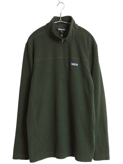 パタゴニア マイクロD ハーフジップ フリース プルオーバー メンズ XL / 25年製 アウトドア ロンT 長袖Tシャツ ハイネック 大きいサイズ 緑