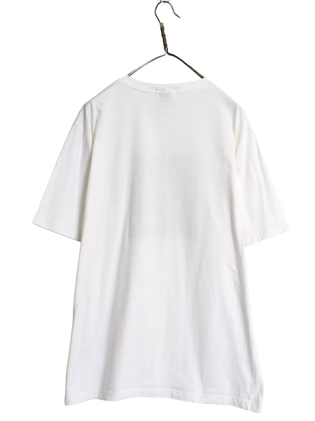 90s ランズエンド イラスト プリント 半袖 Tシャツ メンズ L 古着 オールド ゴルフ アート グラフィック ヘビーウェイト コットン ホワイト