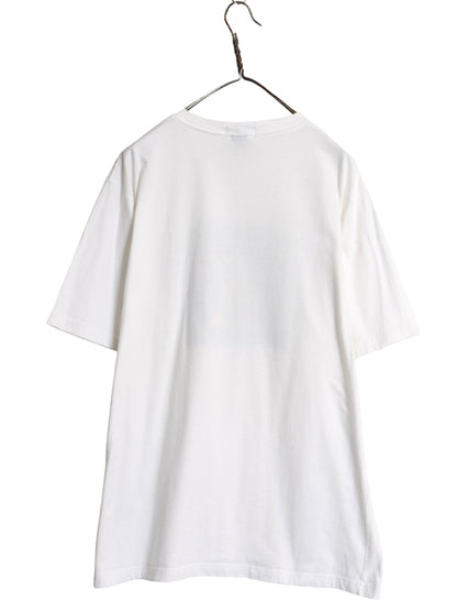90s ランズエンド イラスト プリント 半袖 Tシャツ メンズ L 古着 オールド ゴルフ アート グラフィック ヘビーウェイト コットン ホワイト