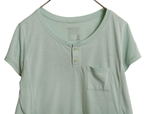 パタゴニア ヘンリーネック キャプリーン 半袖 Tシャツ レディース M 20年製 ポケット付き ストレッチ アンダーシャツ カットソー インナー