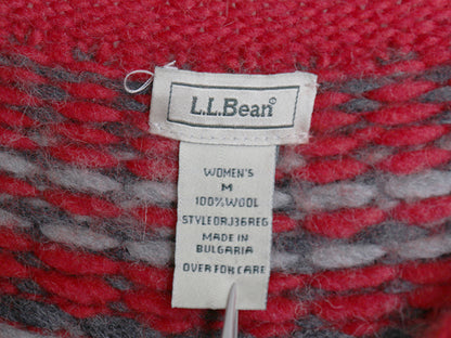 00s エルエルビーン ノルディック ニット セーター レディース M / オールド ロールネック ウール 毛足 ローゲージ 求心柄 バーズアイ 赤
