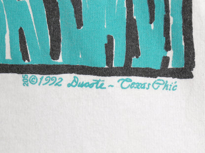 90s USA製 フラワー アート イラスト プリント Tシャツ メンズ レディース XL / オールド グラフィック ヘビーウェイト 大きいサイズ 白 
