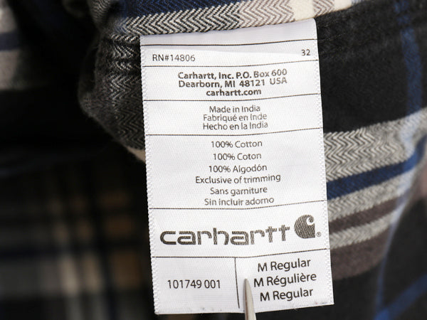 US企画 カーハート 長袖 ヘビー フランネル シャツ メンズ M / 古着 チェック ORIGINAL FIT ネルシャツ ワーク コットン ワンポイント 厚手