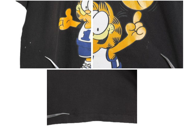 80s 90s USA製 ガーフィールド 両面 プリント Tシャツ メンズ レディース L ヴィンテージ シングルステッチ キャラクター バスケ ブラック