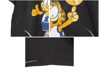 80s 90s USA製 ガーフィールド 両面 プリント Tシャツ メンズ レディース L ヴィンテージ シングルステッチ キャラクター バスケ ブラック