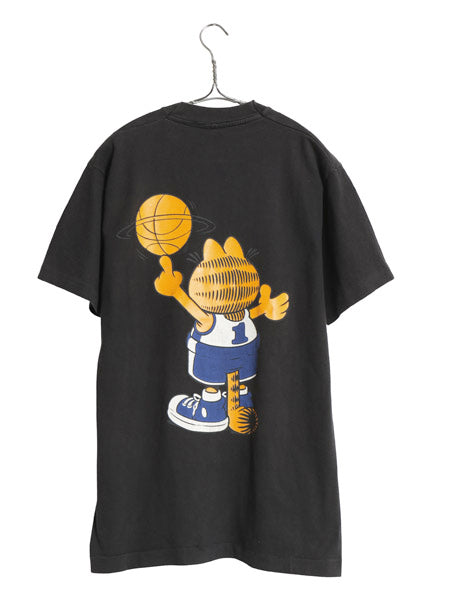 80s 90s USA製 ガーフィールド 両面 プリント Tシャツ メンズ レディース L ヴィンテージ シングルステッチ キャラクター バスケ ブラック