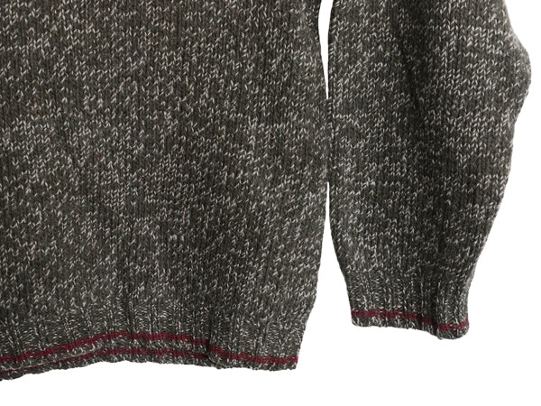 90s エディーバウアー ウール ニット セーター メンズ L 古着 オールド クルーネック 長袖ニット シンプル ゆったり オリーブ マルチカラー