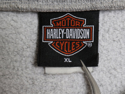 00s USA製 ハーレー ダビッドソン 両面 プリント フルジップ スウェット メンズ XL / オールド バイク 裏起毛 トレーナー グラフィック 灰