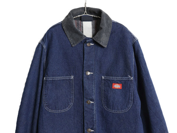 90s ディッキーズ デニム カバーオール ジャケット メンズ M / オールド ハーフ コート ブランケット ライナー付き ワーク ジャンパー 濃紺