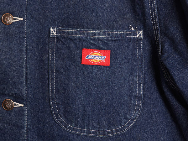 90s ディッキーズ デニム カバーオール ジャケット メンズ M / オールド ハーフ コート ブランケット ライナー付き ワーク ジャンパー 濃紺