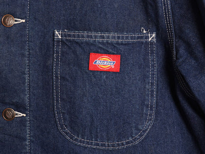 90s ディッキーズ デニム カバーオール ジャケット メンズ M / オールド ハーフ コート ブランケット ライナー付き ワーク ジャンパー 濃紺