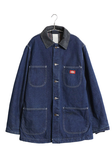 90s ディッキーズ デニム カバーオール ジャケット メンズ M / オールド ハーフ コート ブランケット ライナー付き ワーク ジャンパー 濃紺