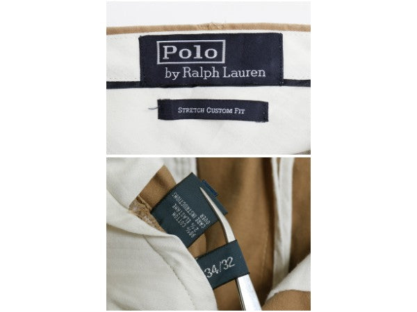 ポロ ラルフローレン コットン チノ パンツ メンズ 34 32 / STRETCH CUSTOM FIT スラックス チノパン ストレート ノータック ストレッチ 