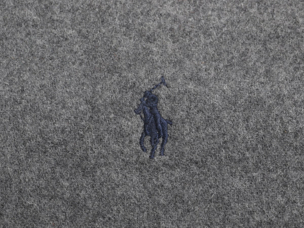 イタリア製 ポロ ラルフローレン マフラー メンズ レディース 古着 無地 フリンジ付き ウール ワンポイント 防寒 シンプル グレー ビジネス