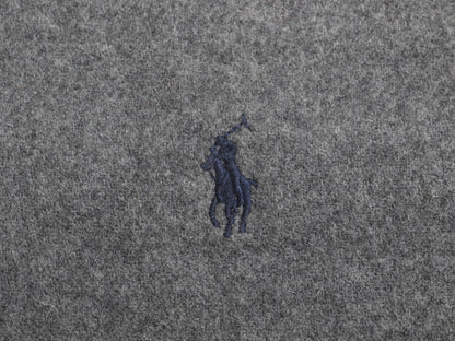 イタリア製 ポロ ラルフローレン マフラー メンズ レディース 古着 無地 フリンジ付き ウール ワンポイント 防寒 シンプル グレー ビジネス