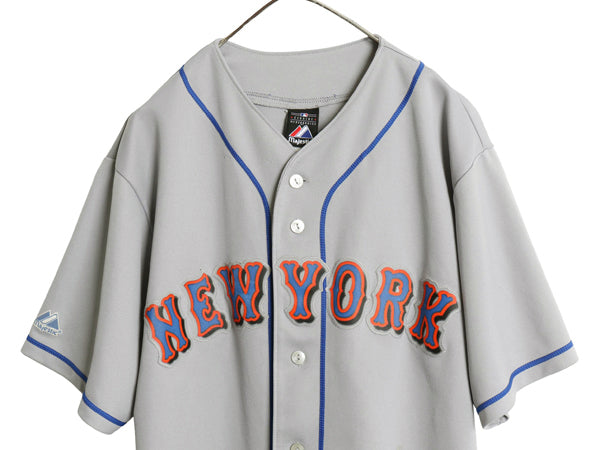 メッツ ベースボール シャツ メンズ XXL 程/ MLB オフィシャル マジェスティック 大リーグ ユニフォーム 半袖シャツ ジャージ 大きいサイズ