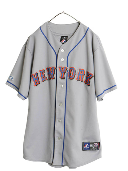 メッツ ベースボール シャツ メンズ XXL 程/ MLB オフィシャル マジェスティック 大リーグ ユニフォーム 半袖シャツ ジャージ 大きいサイズ