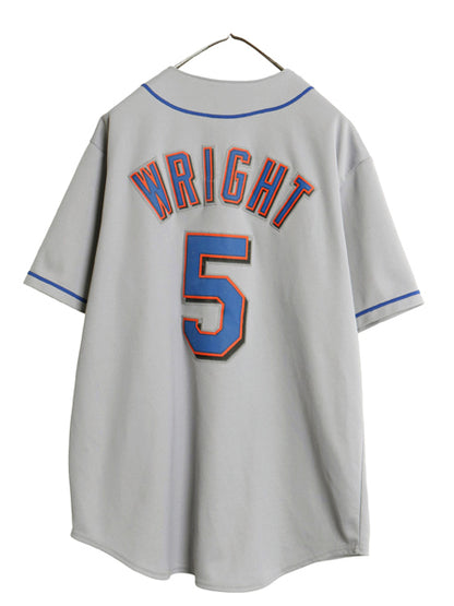 メッツ ベースボール シャツ メンズ XXL 程/ MLB オフィシャル マジェスティック 大リーグ ユニフォーム 半袖シャツ ジャージ 大きいサイズ