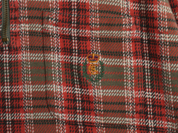 80s チャップス ラルフローレン ハーフジップ チェック 長袖 ポロシャツ メンズ M / ヴィンテージ ポロ 襟 コーデュロイ ワンポイント ロゴ