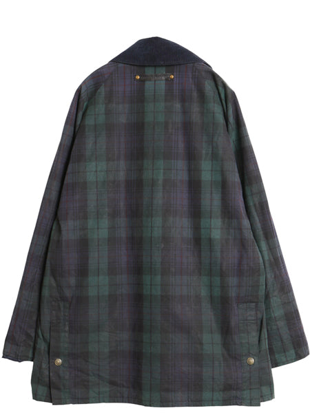 90s イギリス製 ★ トミーヒルフィガー オイルド ジャケット メンズ L 古着 オールド ブラックウォッチ チェック ハーフ コート フルジップ