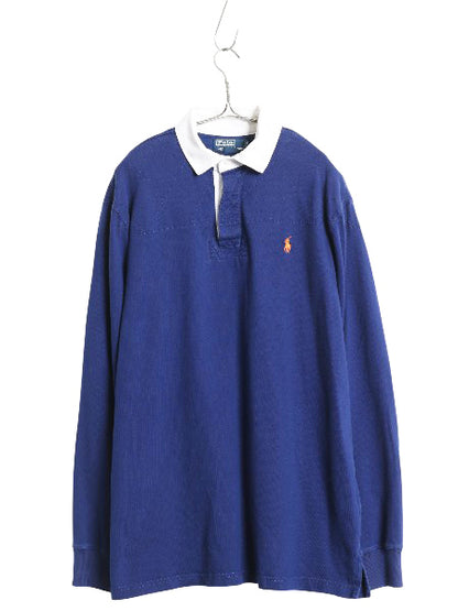 90s ポロ ラルフローレン 長袖 ラガーシャツ メンズ L オールド ラグビー 長袖シャツ ポロシャツ カットソー ワンポイント ヘビーウェイト