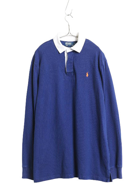 90s ポロ ラルフローレン 長袖 ラガーシャツ メンズ L オールド ラグビー 長袖シャツ ポロシャツ カットソー ワンポイント ヘビーウェイト