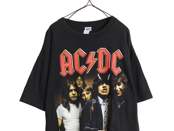 00s ★ AC/DC プリント Tシャツ メンズ XL / 古着 オールド グラフィック イラスト バンド ロック ヘビーウェイト 大きいサイズ ブラック 