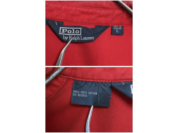 90s ポロ ラルフローレン スイングトップ ジャケット メンズ L / オールド フルジップ コットン ブルゾン ジャンパー ワンポイント レッド
