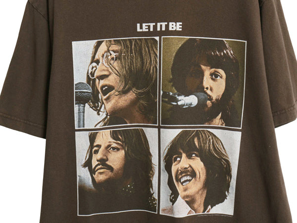 00s ビートルズ フォト イラスト プリント Tシャツ メンズ L / 古着 オールド オフィシャル バンド ロック グラフィック ヘビーウェイト 茶