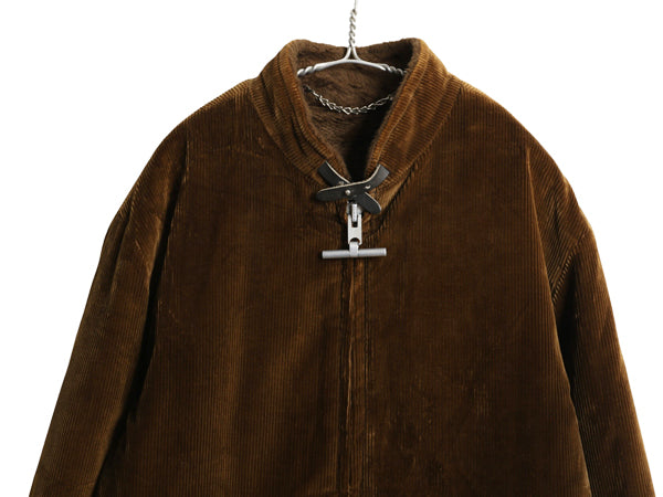 60s 70s USA製 ★MIGHTY MAC コーデュロイ ボート ジャケット メンズ L 程/ ヴィンテージ 裏ボア フルジップ セーリング ハーフ コート 茶