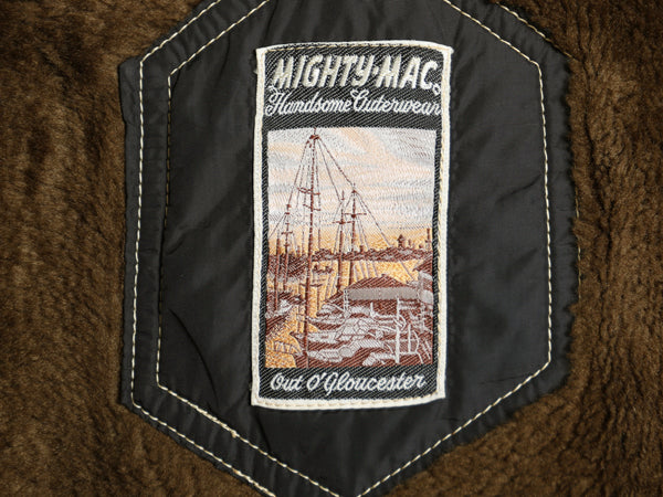 60s 70s USA製 ★MIGHTY MAC コーデュロイ ボート ジャケット メンズ L 程/ ヴィンテージ 裏ボア フルジップ セーリング ハーフ コート 茶