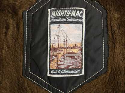 60s 70s USA製 ★MIGHTY MAC コーデュロイ ボート ジャケット メンズ L 程/ ヴィンテージ 裏ボア フルジップ セーリング ハーフ コート 茶