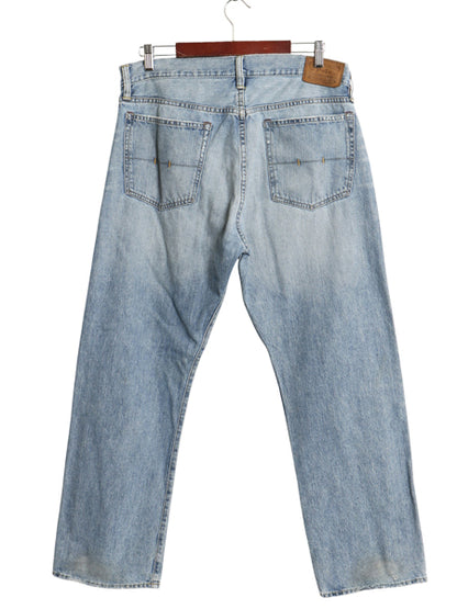 ポロ ラルフローレン デニム パンツ メンズ 35 30 / ヴィンテージ 加工 ジーンズ ジーパン ルーズ ストレート ヒゲ アタリ 赤耳 革パッチ 