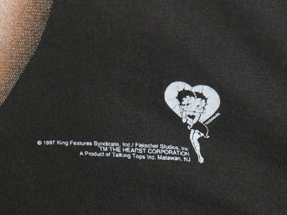 90s ★ ベティブープ 007 パロディ イラスト プリント Tシャツ メンズ L / 古着 オールド 当時物 キャラクター ベティちゃん ムービー 黒
