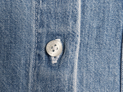 00s オールド ギャップ 長袖 デニム シャツ レディース M 紺タグ 旧タグ コットン 長袖シャツ ポケット付き ワーク 無地 カジュアル ブルー