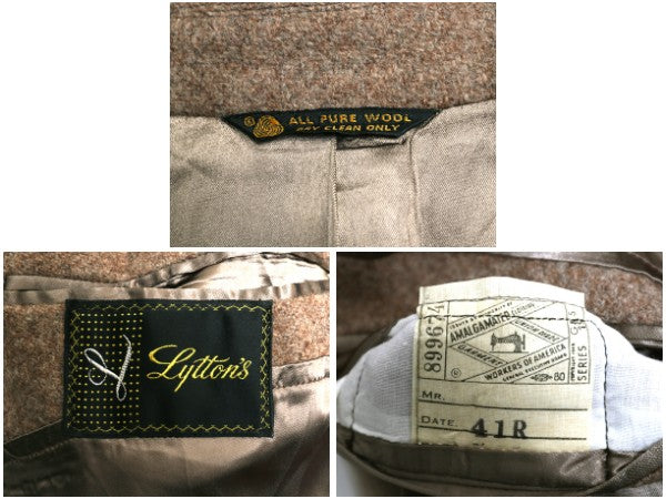 デッドストック 70s USA製 Lytton's チェスター コート メンズ L 程/ ヴィンテージ ツイード ウール フィールド ステンカラー ロングコート