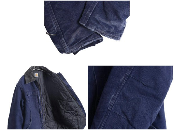 US企画 90s カーハート トラディショナル コート メンズ M 程/ オールド ダック ジャケット 中綿 キルティング ライナー ハーフ コート 紺