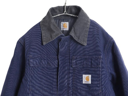 US企画 90s カーハート トラディショナル コート メンズ M 程/ オールド ダック ジャケット 中綿 キルティング ライナー ハーフ コート 紺