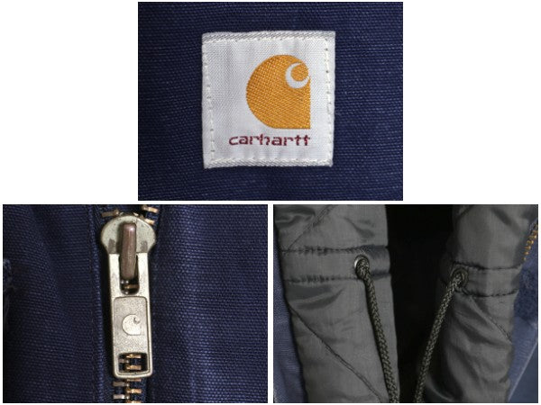 US企画 90s カーハート トラディショナル コート メンズ M 程/ オールド ダック ジャケット 中綿 キルティング ライナー ハーフ コート 紺