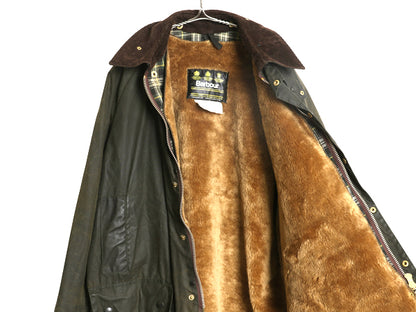 90s イギリス製 ★ バブアー ビューフォート オイルド ジャケット メンズ XL オールド パイル ライナー付き ハーフ コート ハンティング 緑